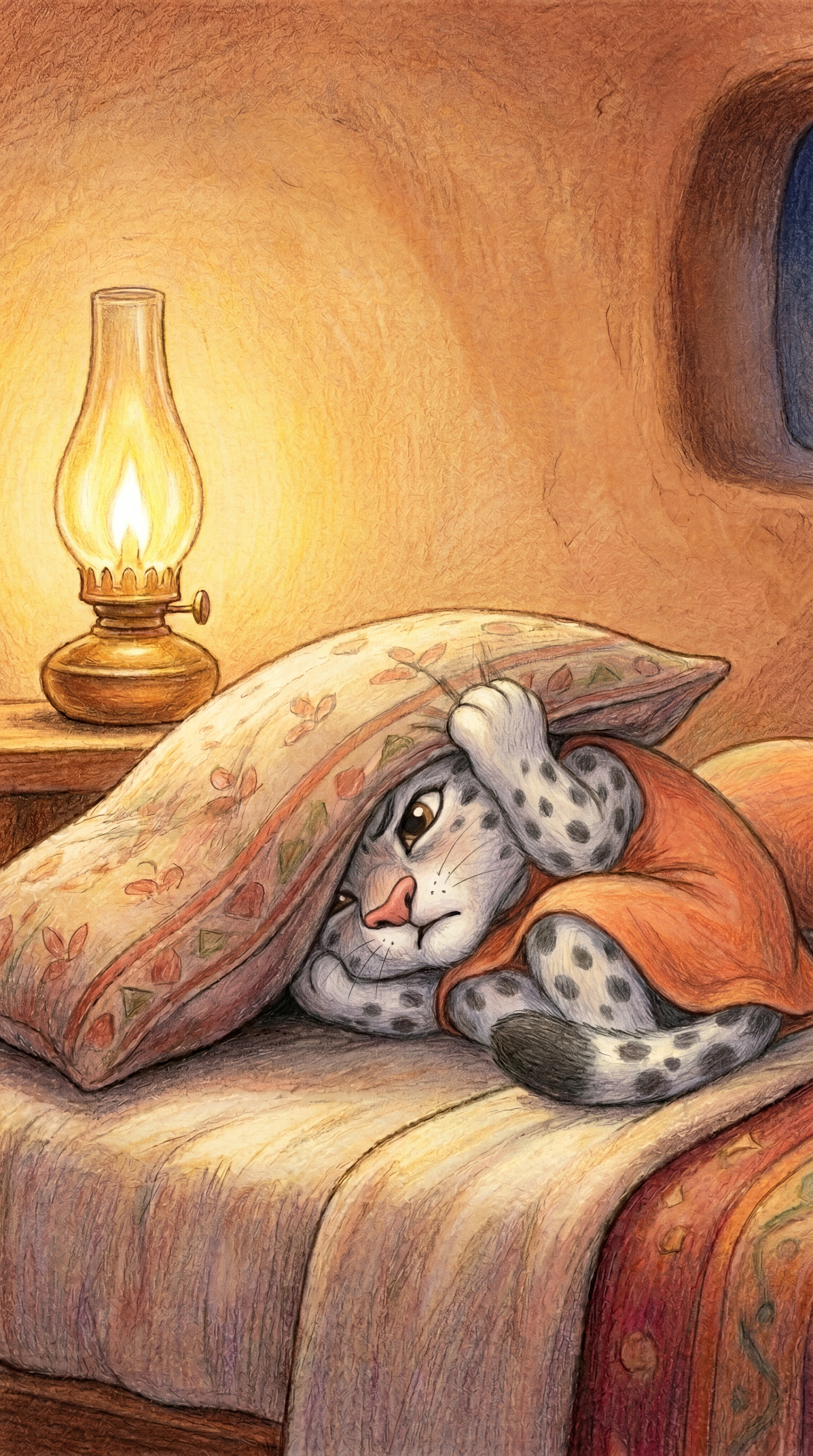 Liska hiding under a pillow with just her nose peeking out