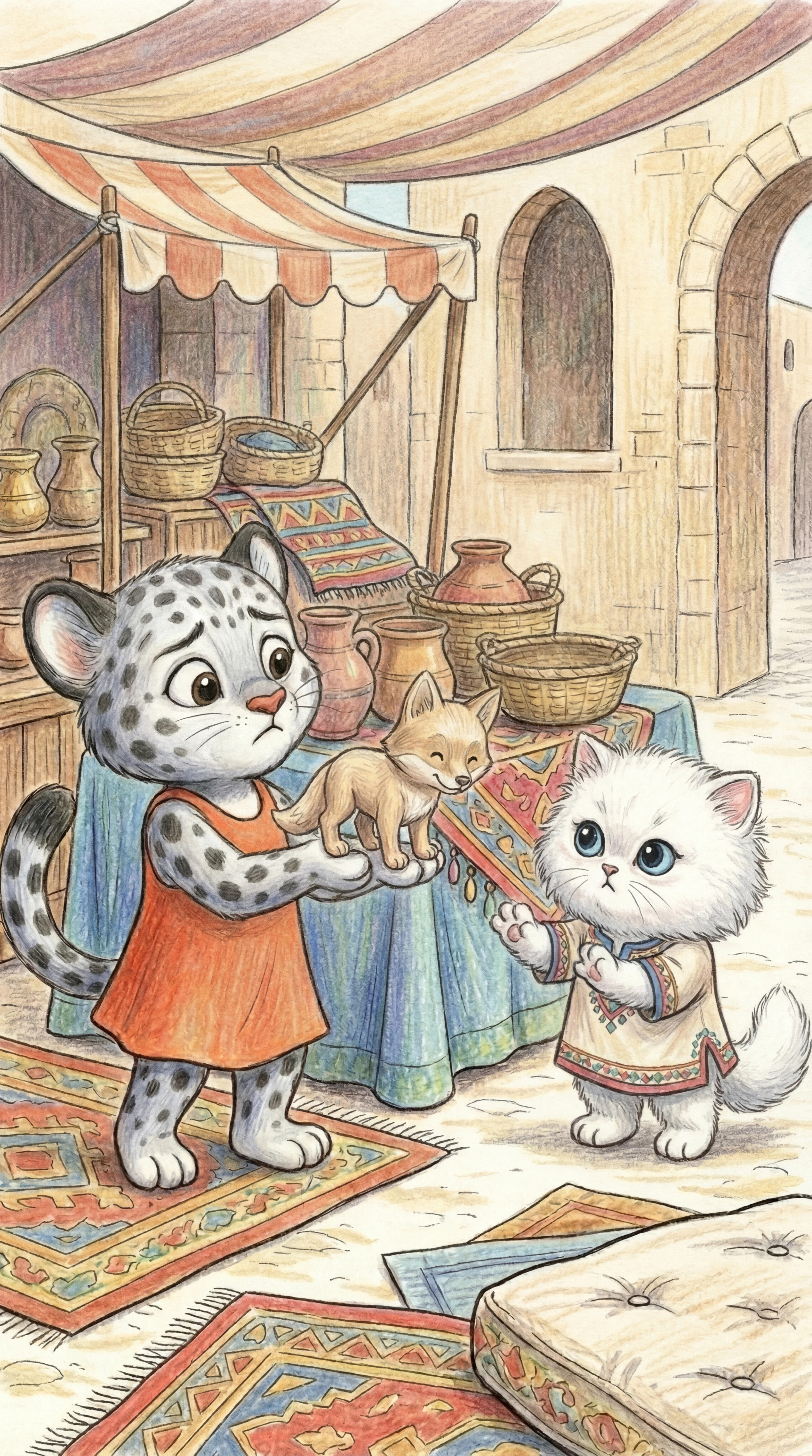 Liska performing Ferdinand's tricks for a Persian kitten