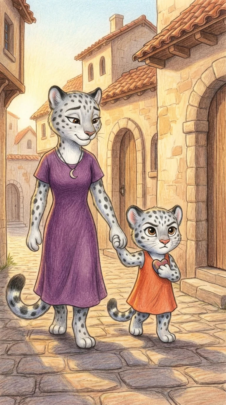 Mama and Liska walking to the dentist