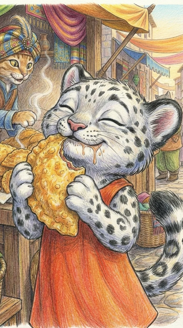 Liska eating a cheburek