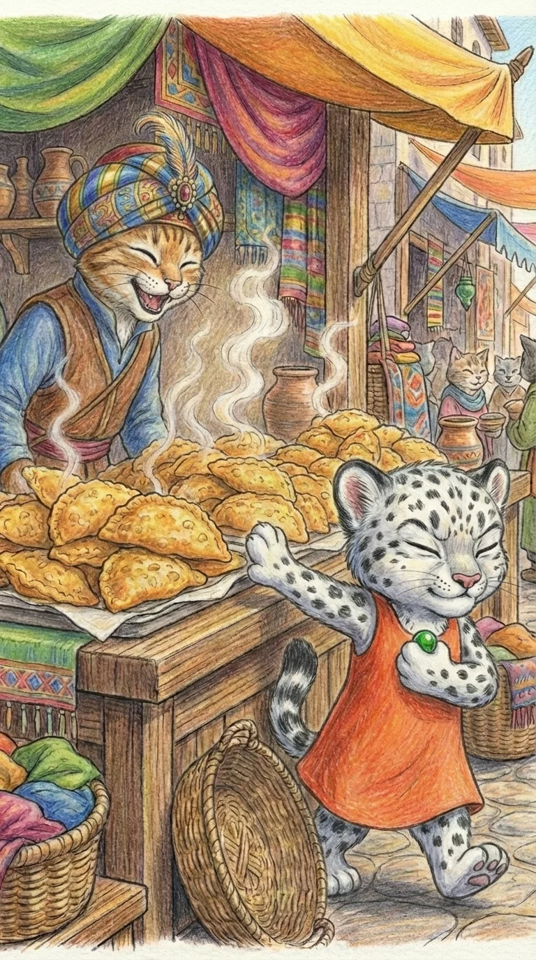 Liska walking past the chebureks